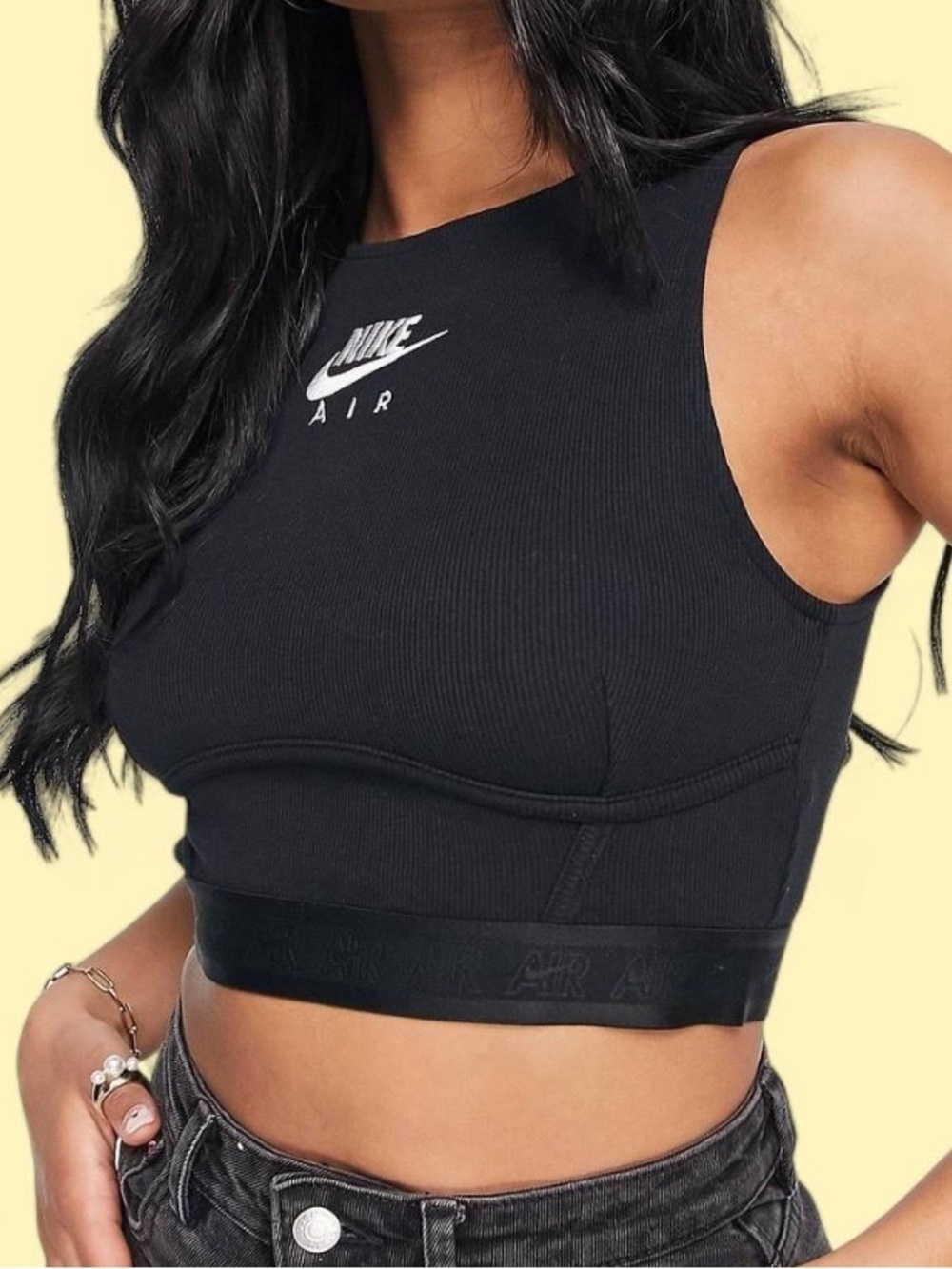 Nike Black Ribbed Air Crop Tank